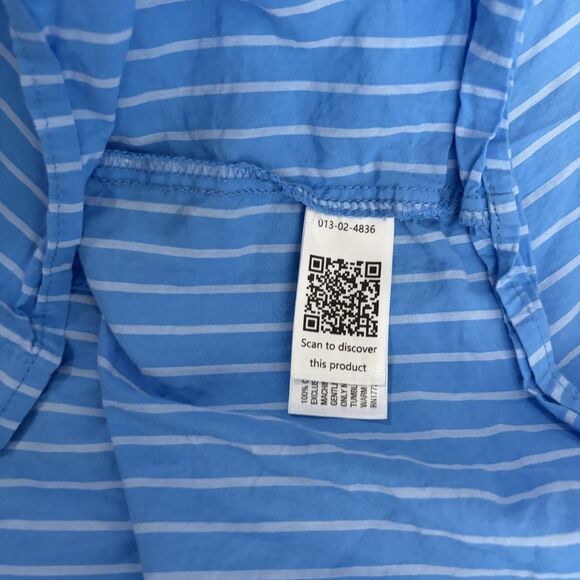 Universal Thread Blouse Women's Large Oversized Button Up Striped Blue Shirt - Picture 10 of 10